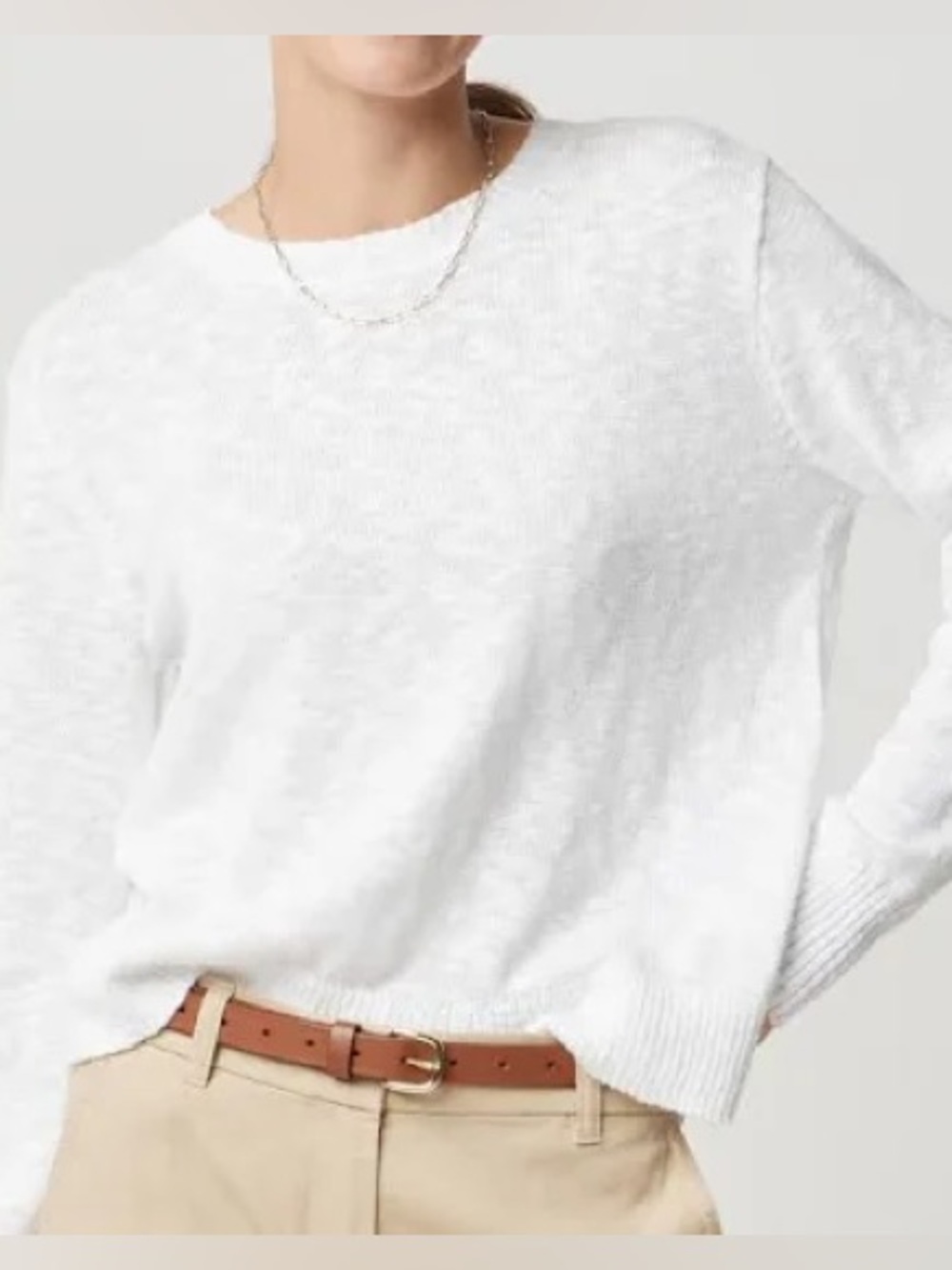J. Crew White Crewneck Sweater — Lightweight Knit